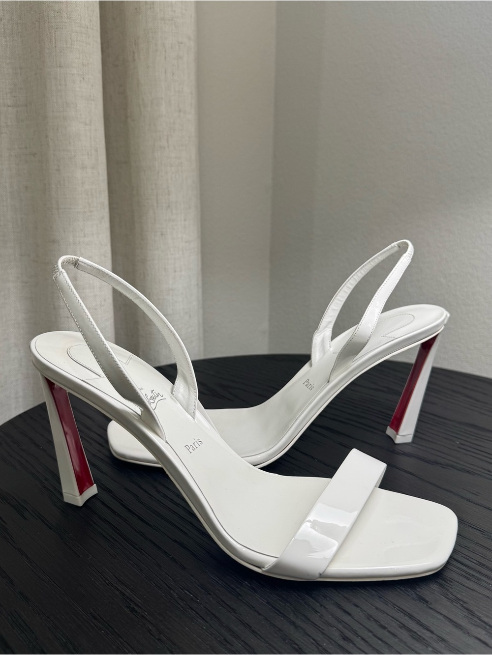 Christian Louboutin O Condora 85 Slingback Sandals Patent White 40